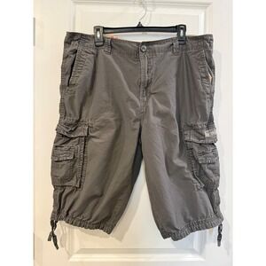 Unionbay Mens Charcoal Gray Cotton Cargo Shorts Size 38 Relaxed Fit Utility